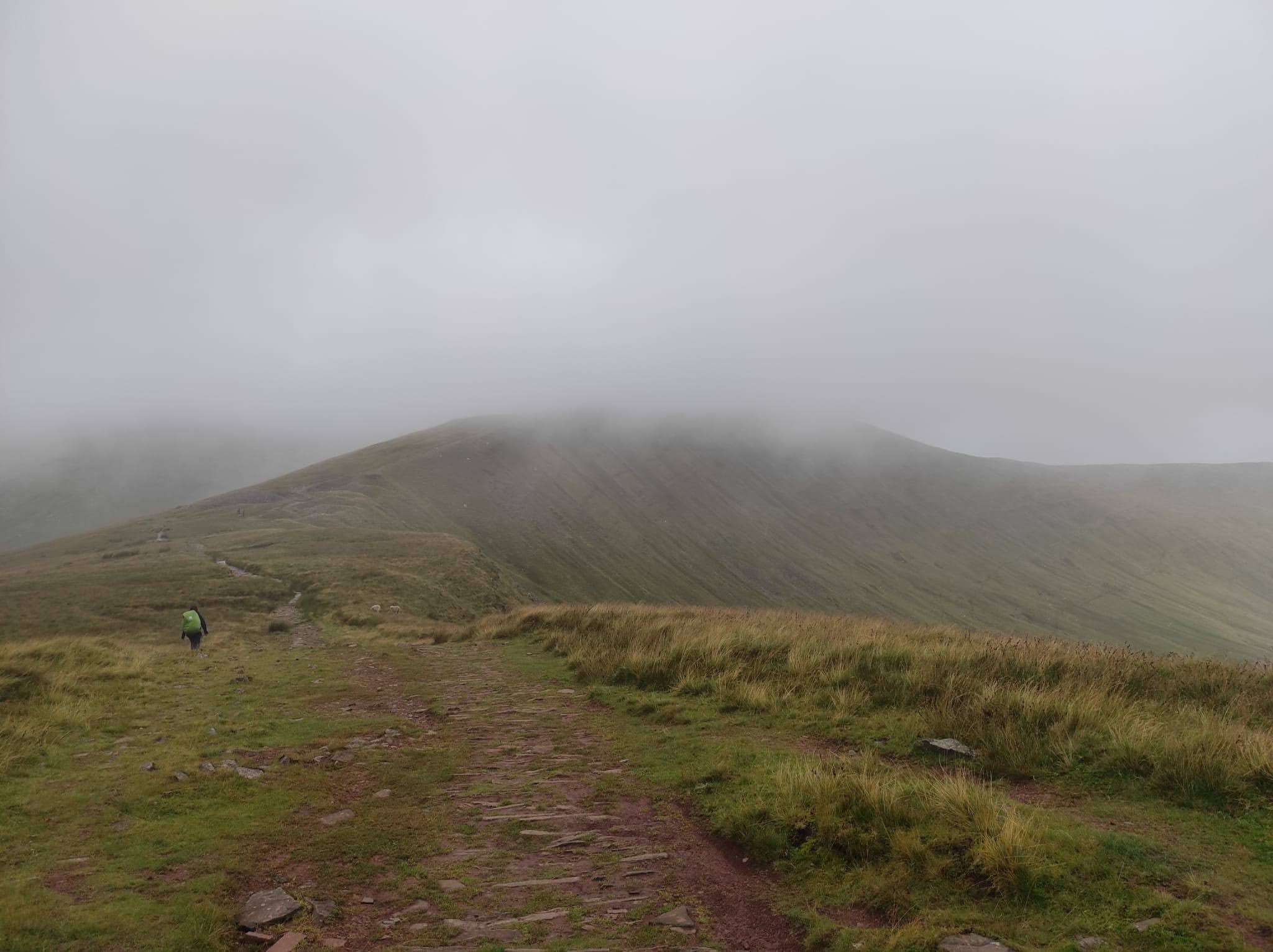 Cloudy and foggy morning in the hills in Brecon Beacons.