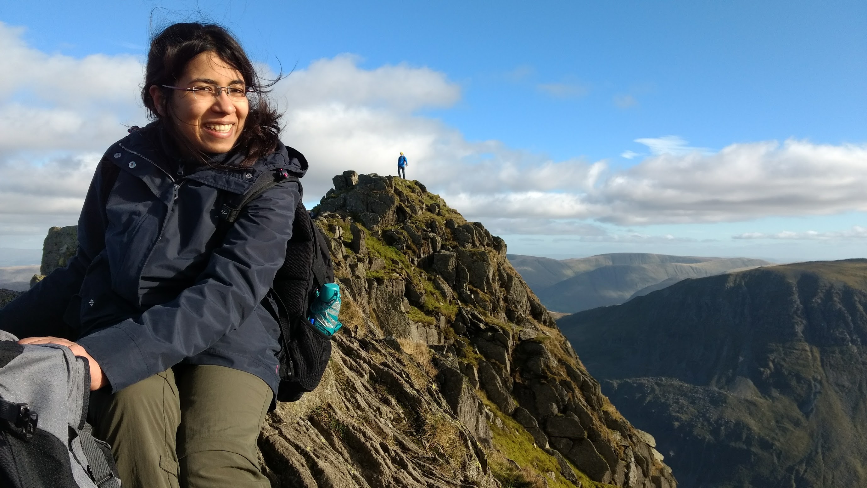 Dangerously perched on the Helvellyn ridge despite my fear of heights.